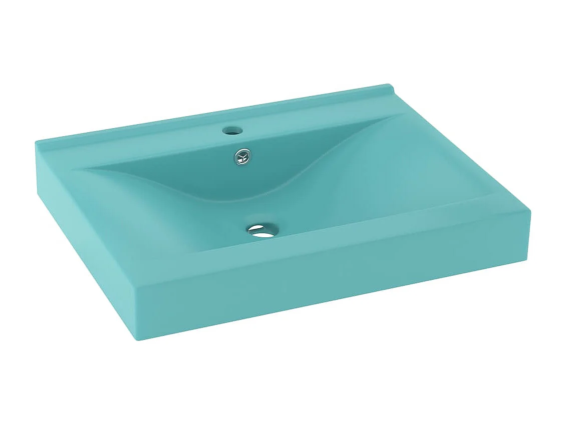 Lavabo avec trou de robinet Vert clair mat 60x46 cm Céramique