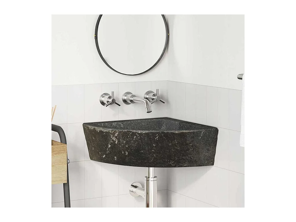 Bassin d'angle suspendu au mur Gris (38-45) x (38-45) x 12 cm