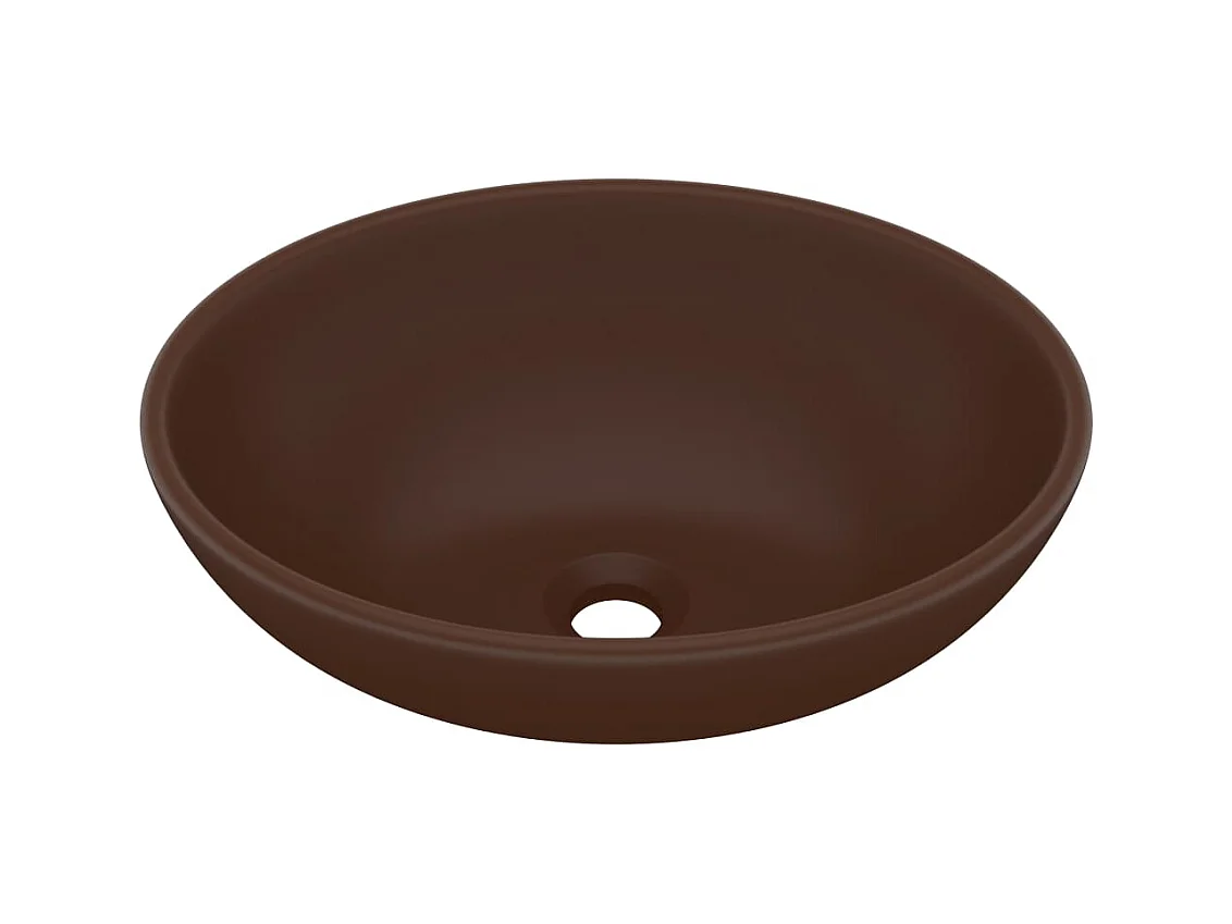 Lavabo ovalado de lujo Marrón oscuro mate 40x33 cm Cerámica