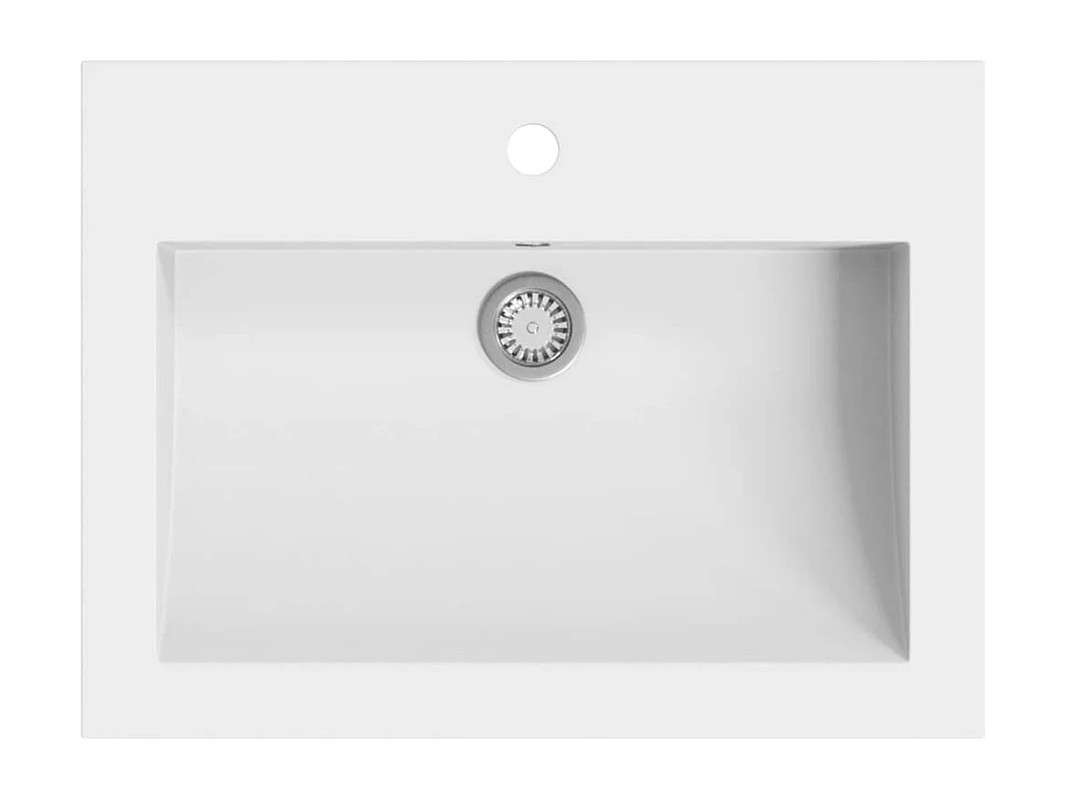Lavabo de granito 600 x 450 x 120 mm Blanco
