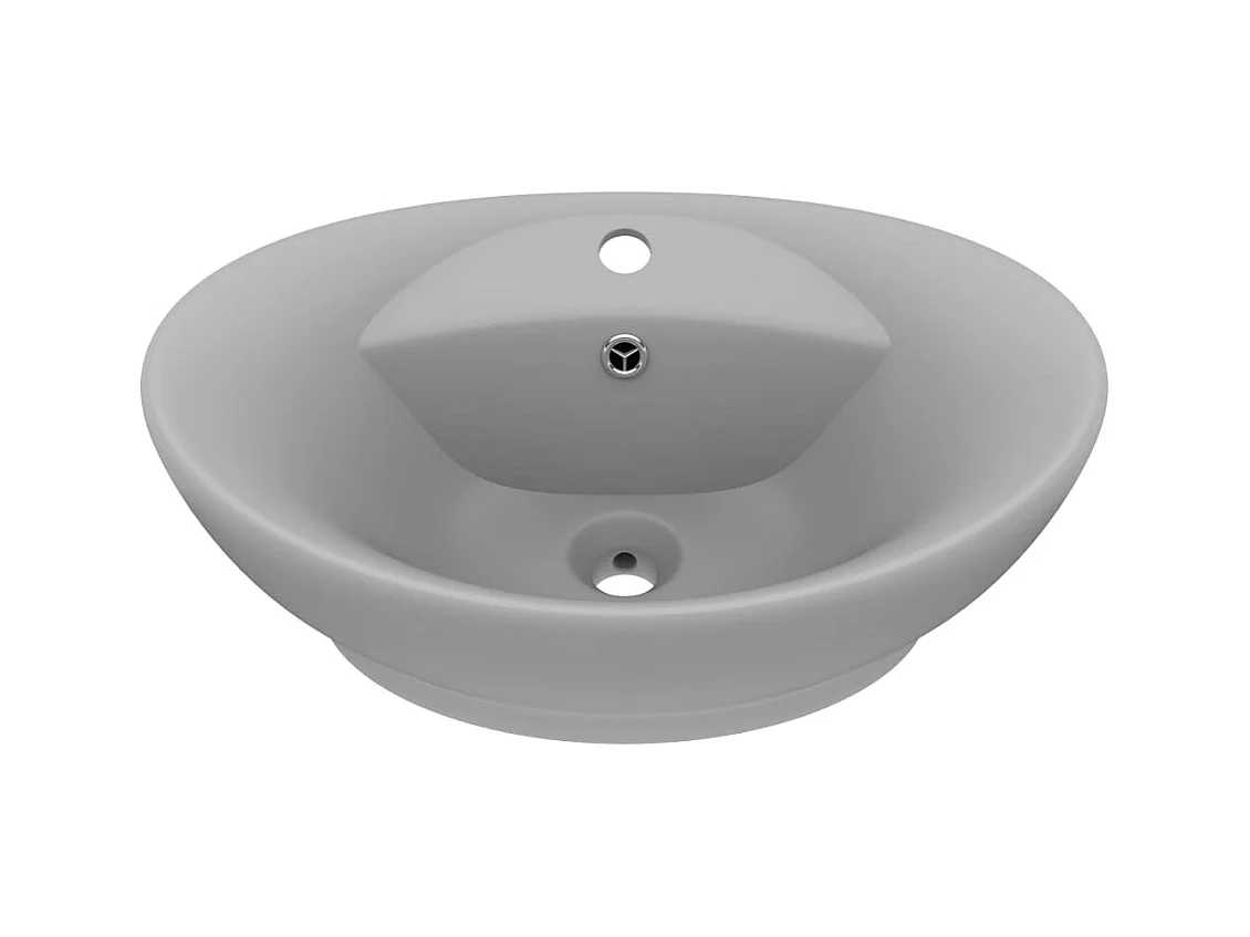 Ovale wastafel met overloop Lichtgrijs mat 58,5x39 cm Keramiek
