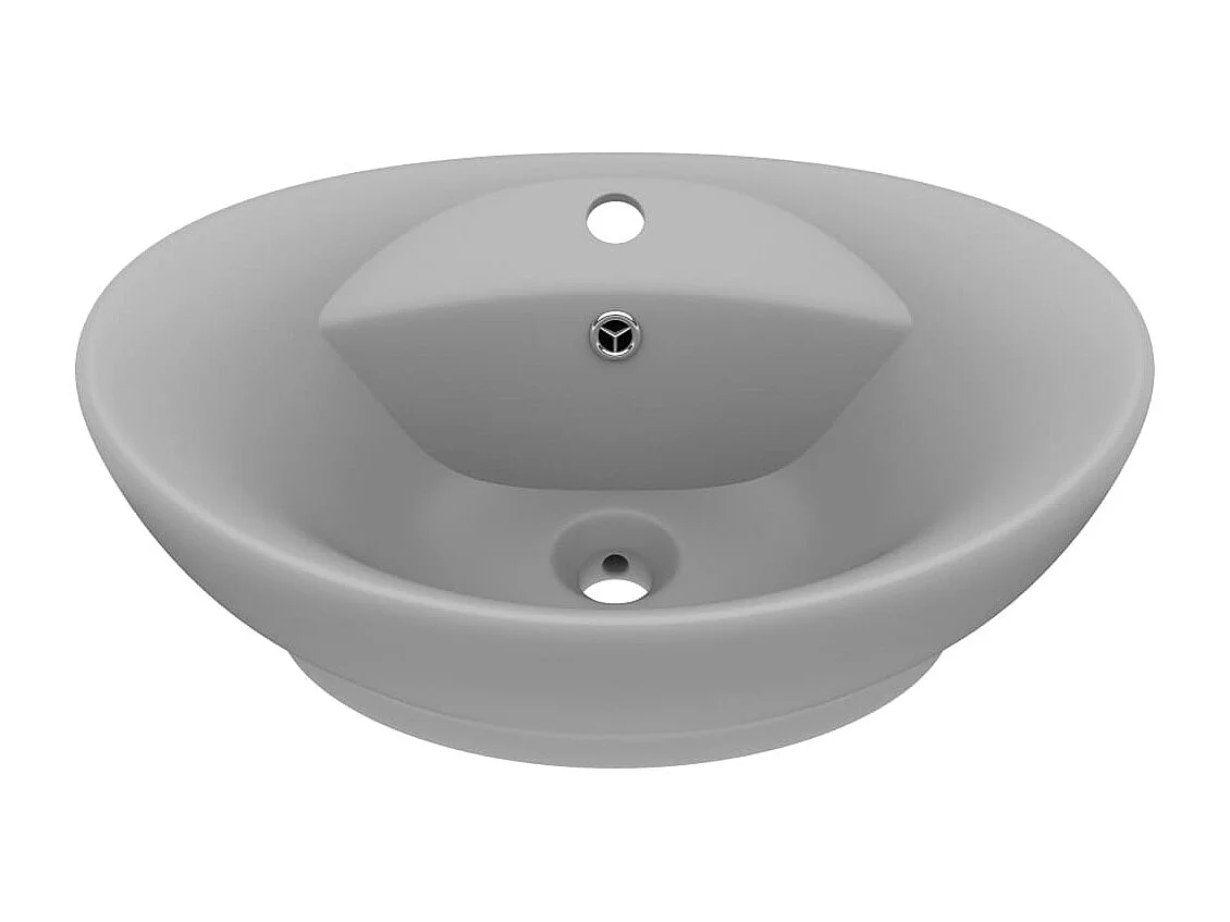 Lavabo ovalado con rebosadero Gris claro mate 58,5x39 cm Cerámica