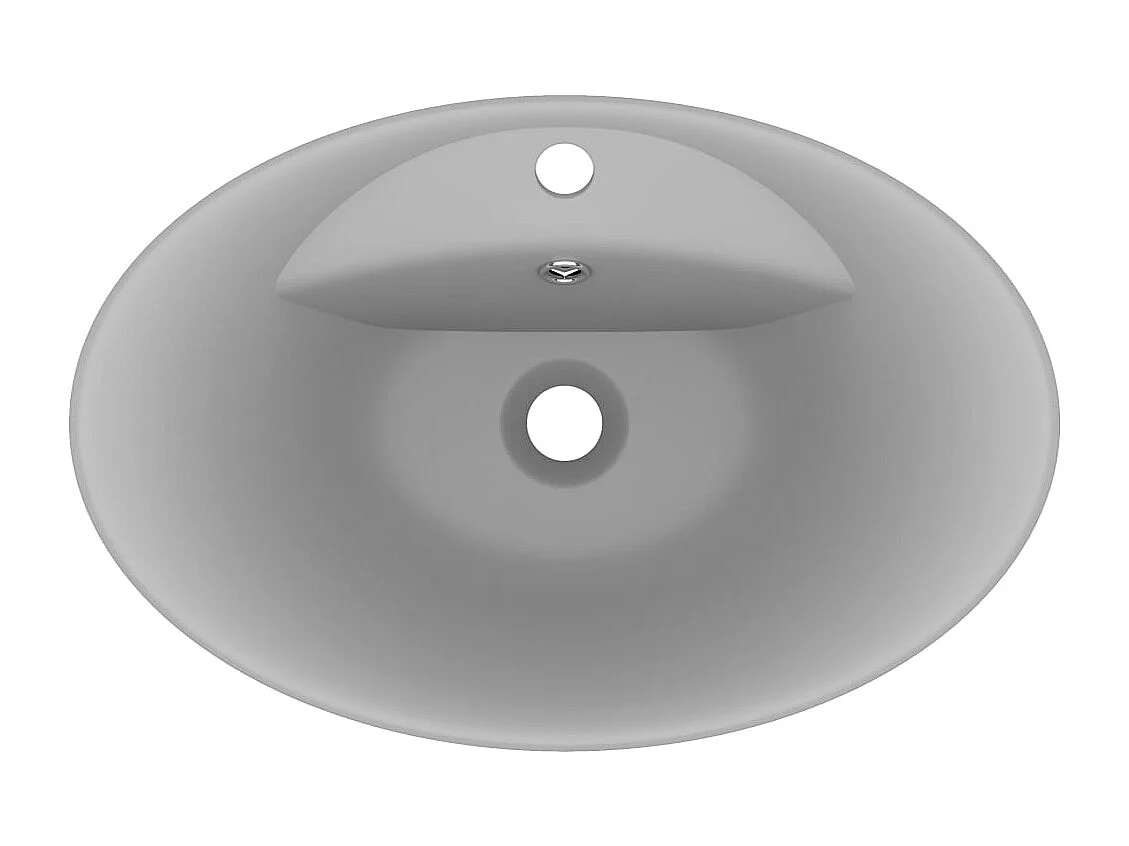 Lavabo ovalado con rebosadero Gris claro mate 58,5x39 cm Cerámica