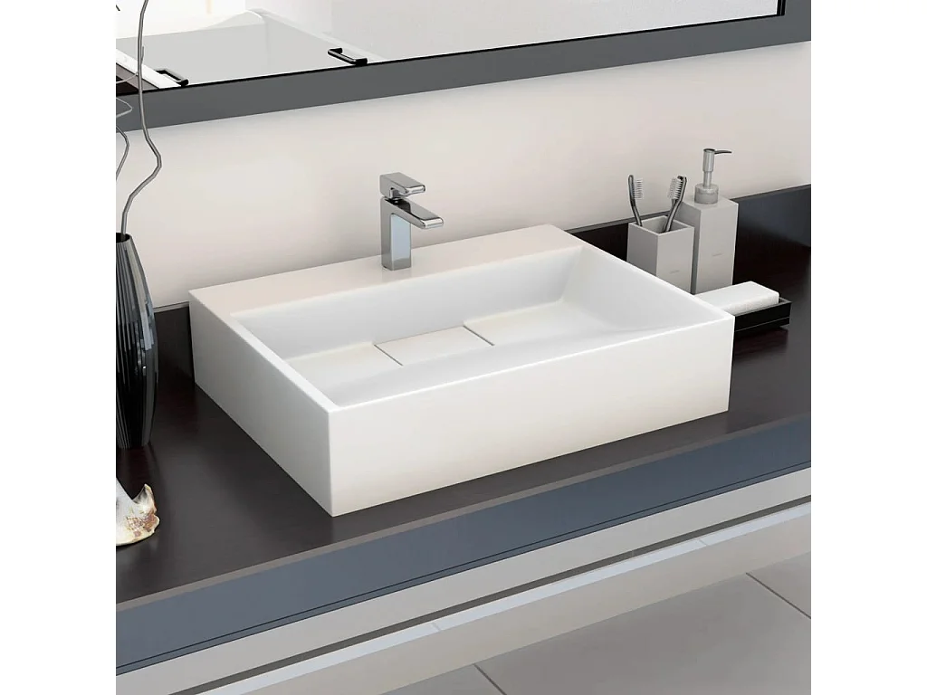 Lavabo 50x38x13 cm Mineral fundido/mármol Blanco