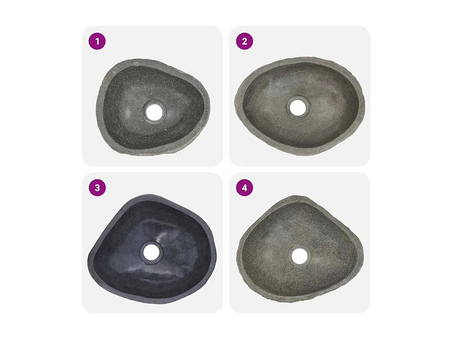 Lavabo ovalado de piedra de río (29-38)x(24-31) cm