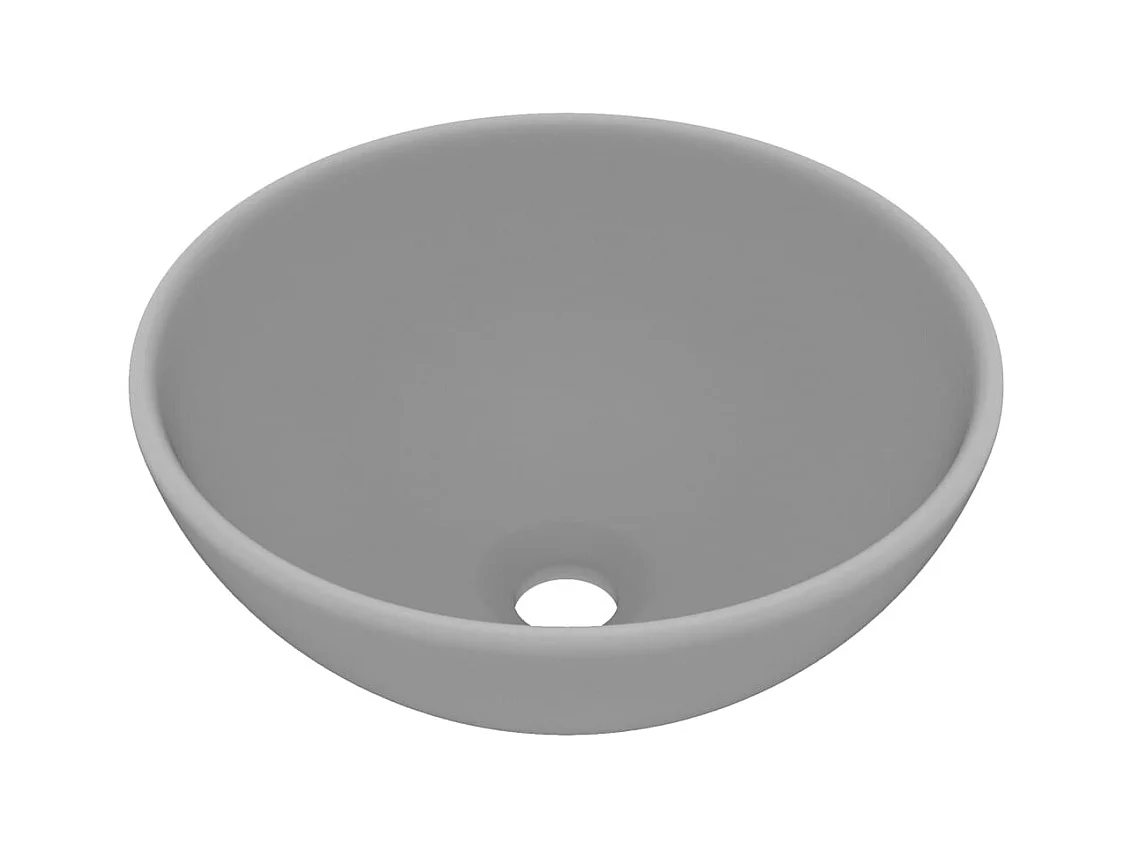 Lavabo de baño redondo de lujo gris claro mate 32,5 x 14 cm de cerámica