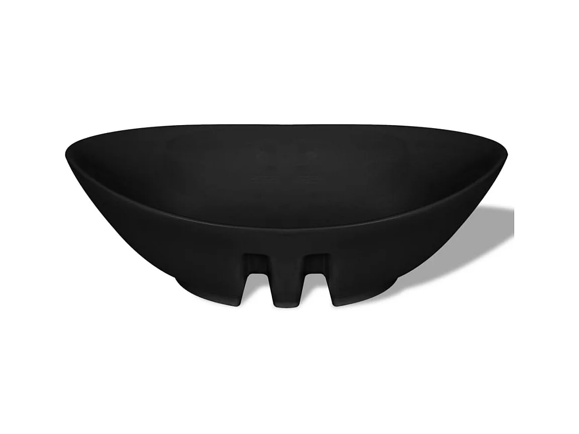 Lavabo ovalado de cerámica negra con rebosadero 59 x 38,5 cm