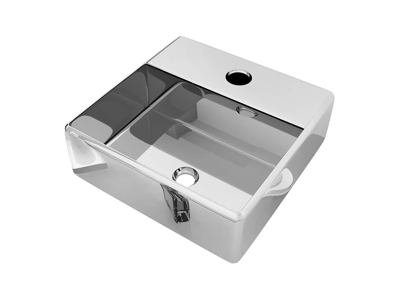 Lavabo con orificio para grifería 38x30x11,5 cm Cerámica Plata