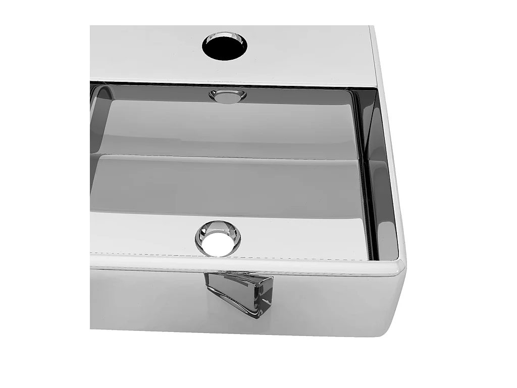 Lavabo con orificio para grifería 38x30x11,5 cm Cerámica Plata