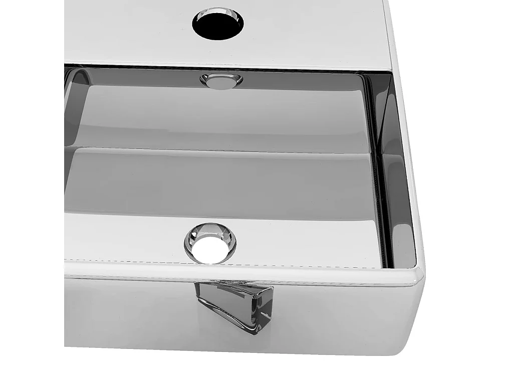 Lavabo con orificio para grifería 38x30x11,5 cm Cerámica Plata
