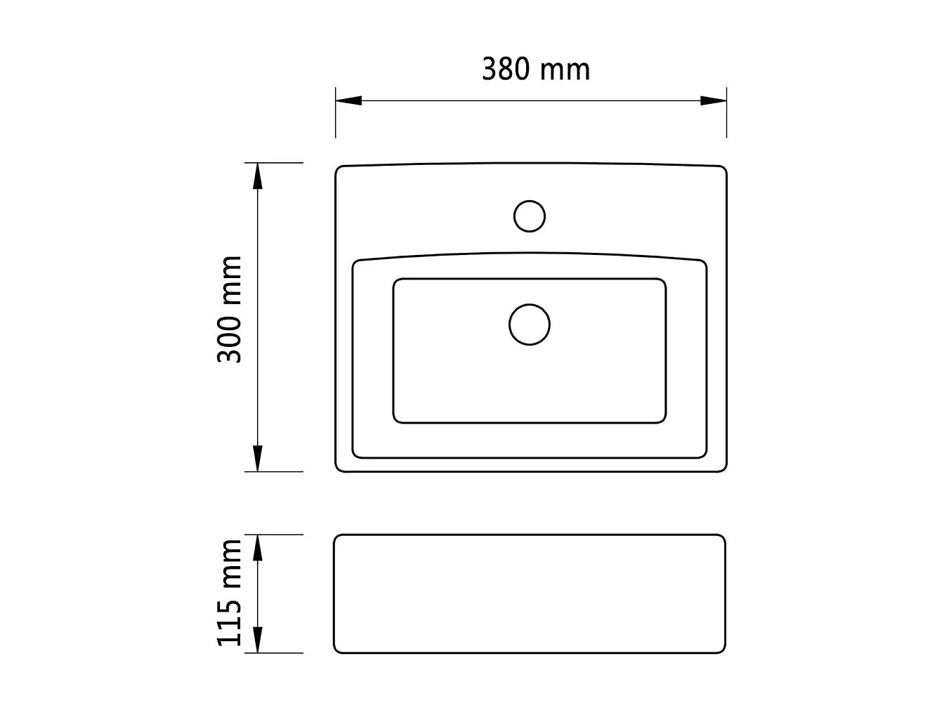Lavabo con orificio para grifería 38x30x11,5 cm Cerámica Plata