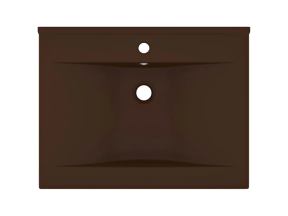 Lavabo con orificio para grifería Marrón oscuro mate 60x46 cm Cerámica