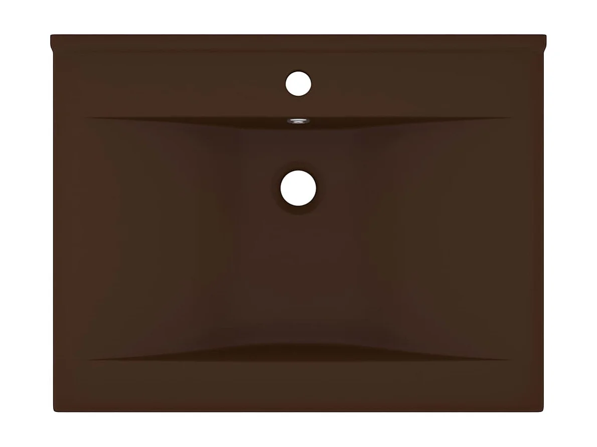 Lavabo con orificio para grifería Marrón oscuro mate 60x46 cm Cerámica