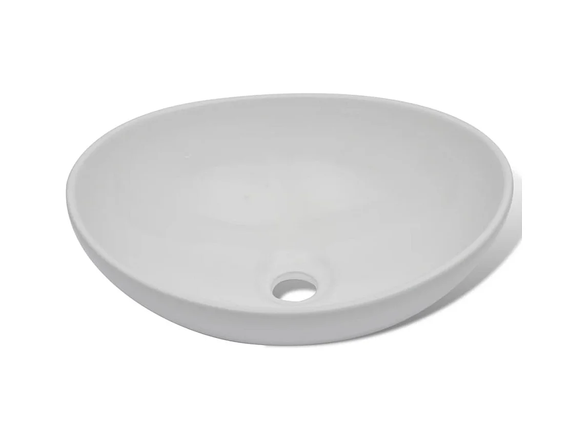Lavabo de baño con grifo monomando Cerámica Ovalada Blanca