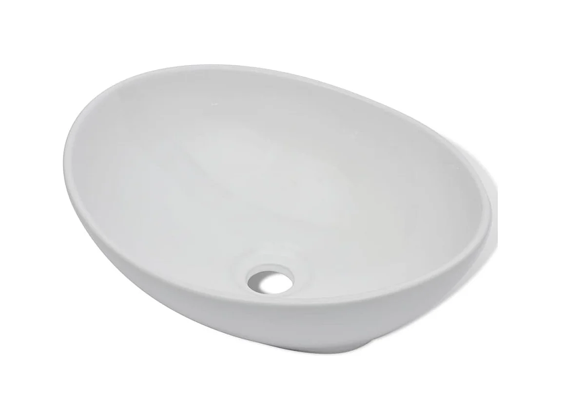 Lavabo de baño con grifo monomando Cerámica Ovalada Blanca