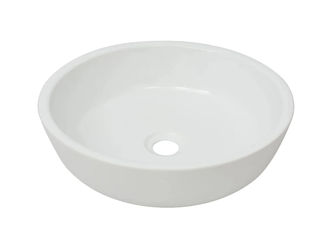 Lavabo redondo de cerámica blanca 42 x 12 cm