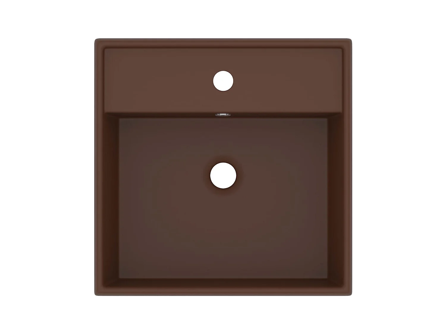 Vierkante wastafel met overloop Donkerbruin mat 41x41 cm Keramiek