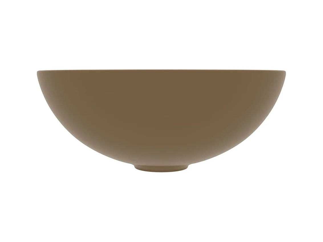 Lavandino da bagno in ceramica crema opaco rotondo