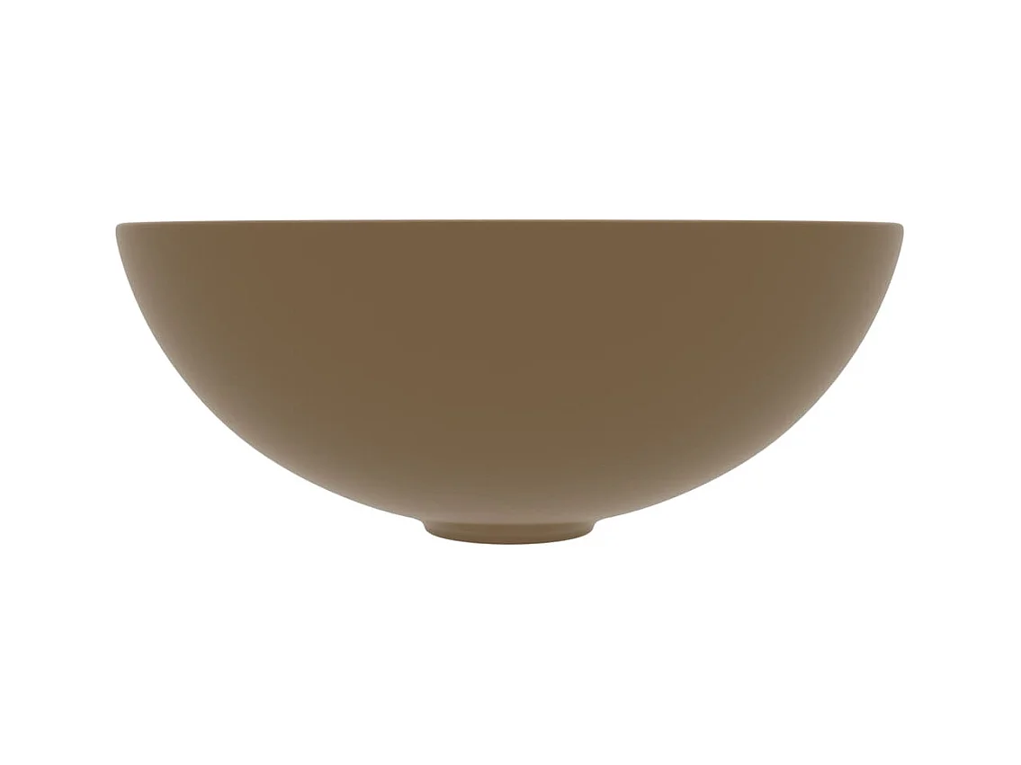 Lavandino da bagno in ceramica crema opaco rotondo