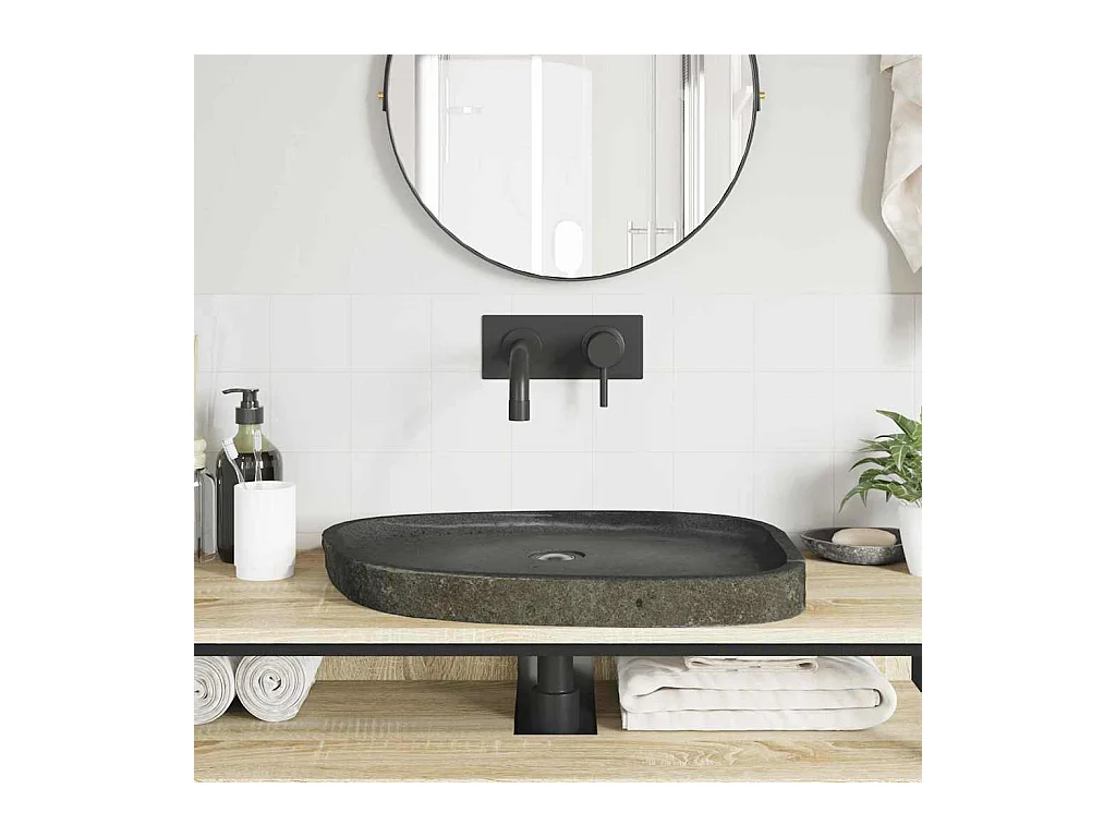 Lavabo gris (55-65) x (40-50) x 6 cm Piedra de río
