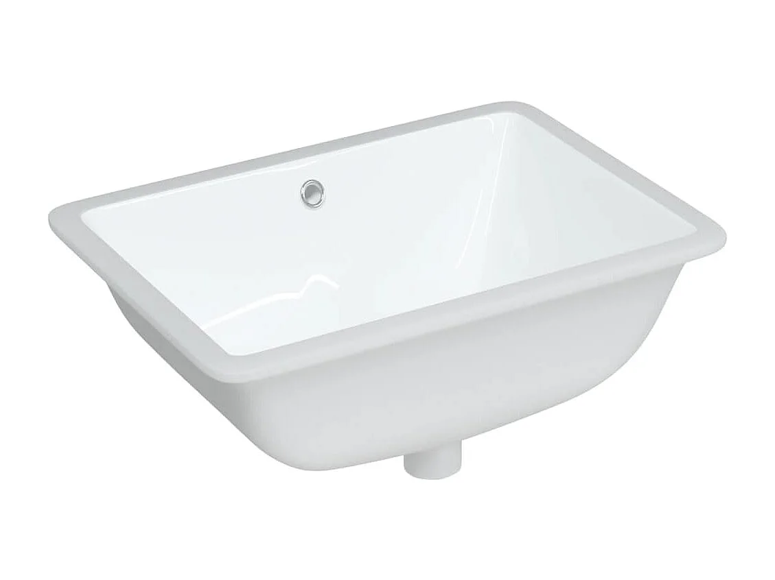 Lavabo de baño rectangular de cerámica blanca
