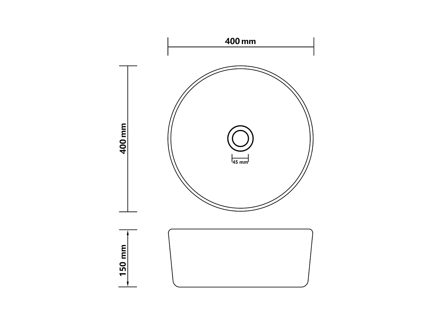 Lavabo rond de luxe Noir mat 40x15 cm Céramique