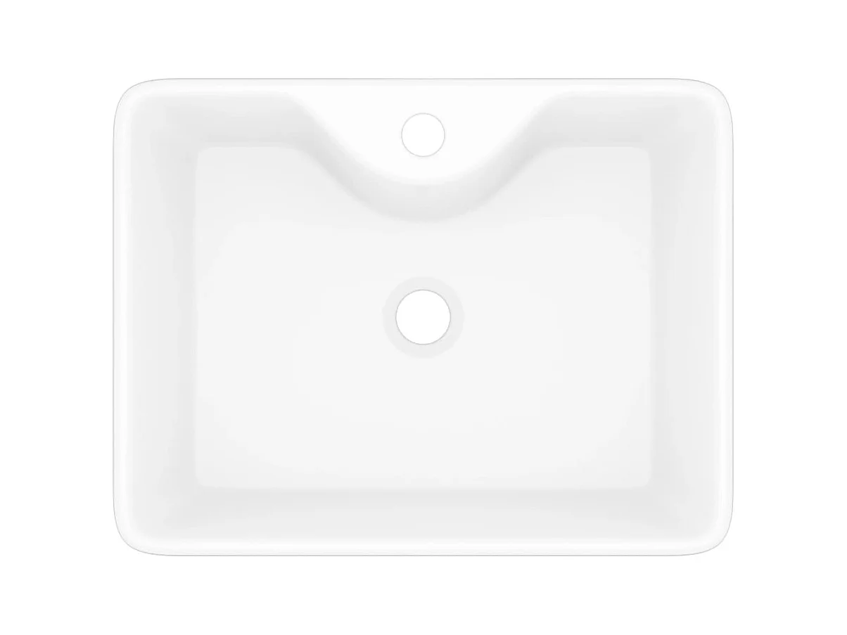 Lavabo de baño cuadrado de cerámica blanca con orificio para grifo