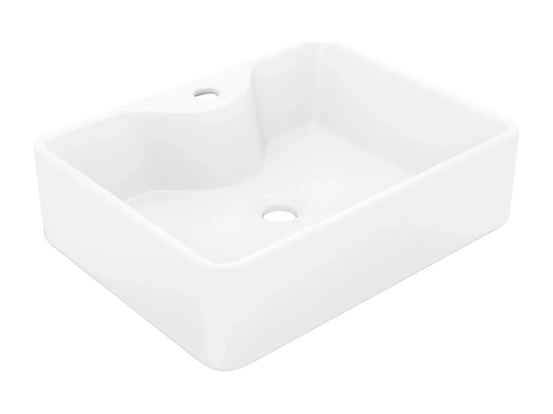 Lavandino da bagno quadrato in ceramica bianca con foro per rubinetto