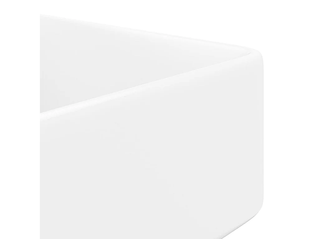 Lavandino da bagno quadrato in ceramica bianca con foro per rubinetto