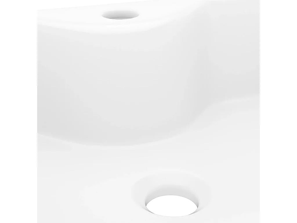 Lavandino da bagno quadrato in ceramica bianca con foro per rubinetto