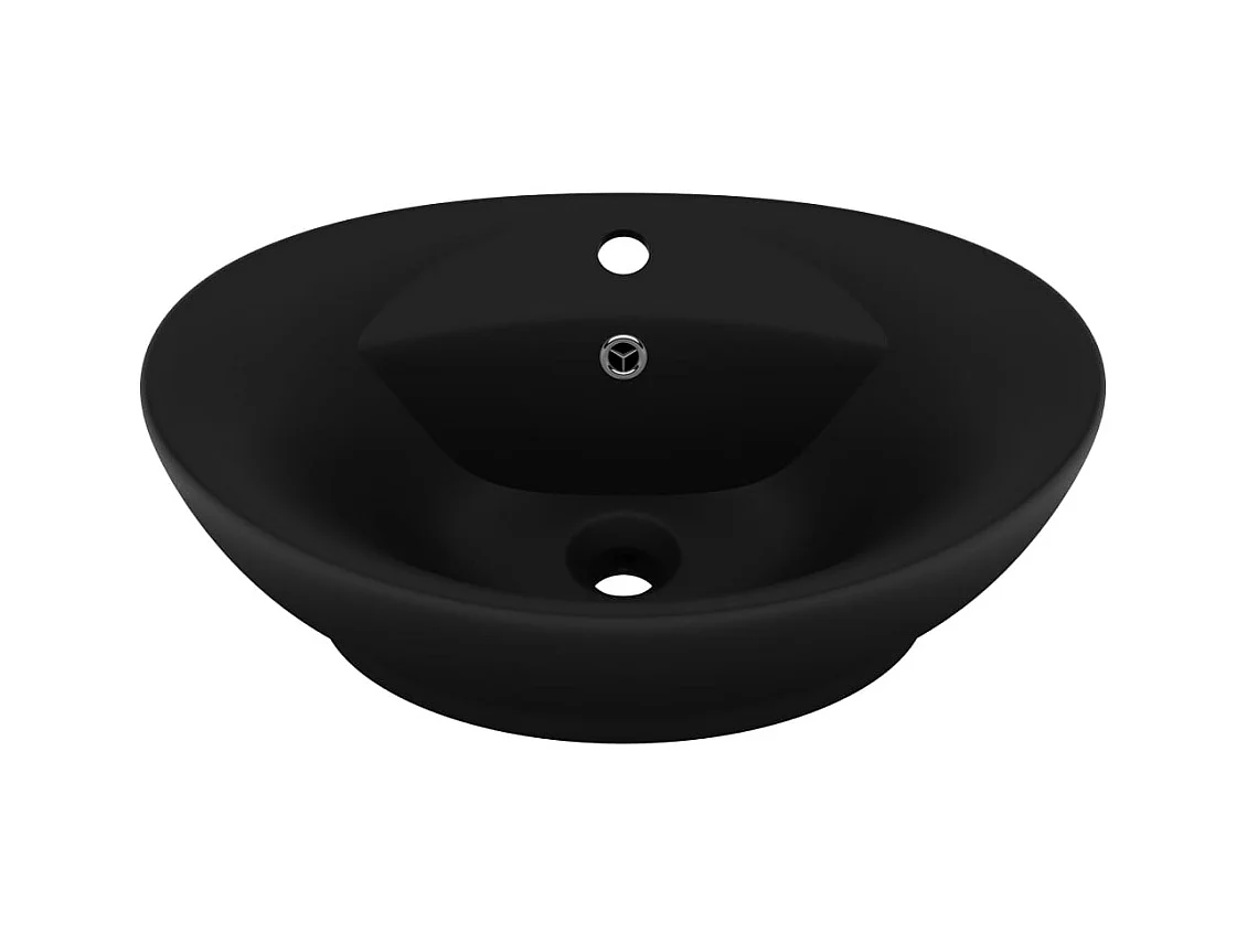 Lavabo ovale di lusso con troppopieno Nero opaco 58,5x39 cm Ceramica