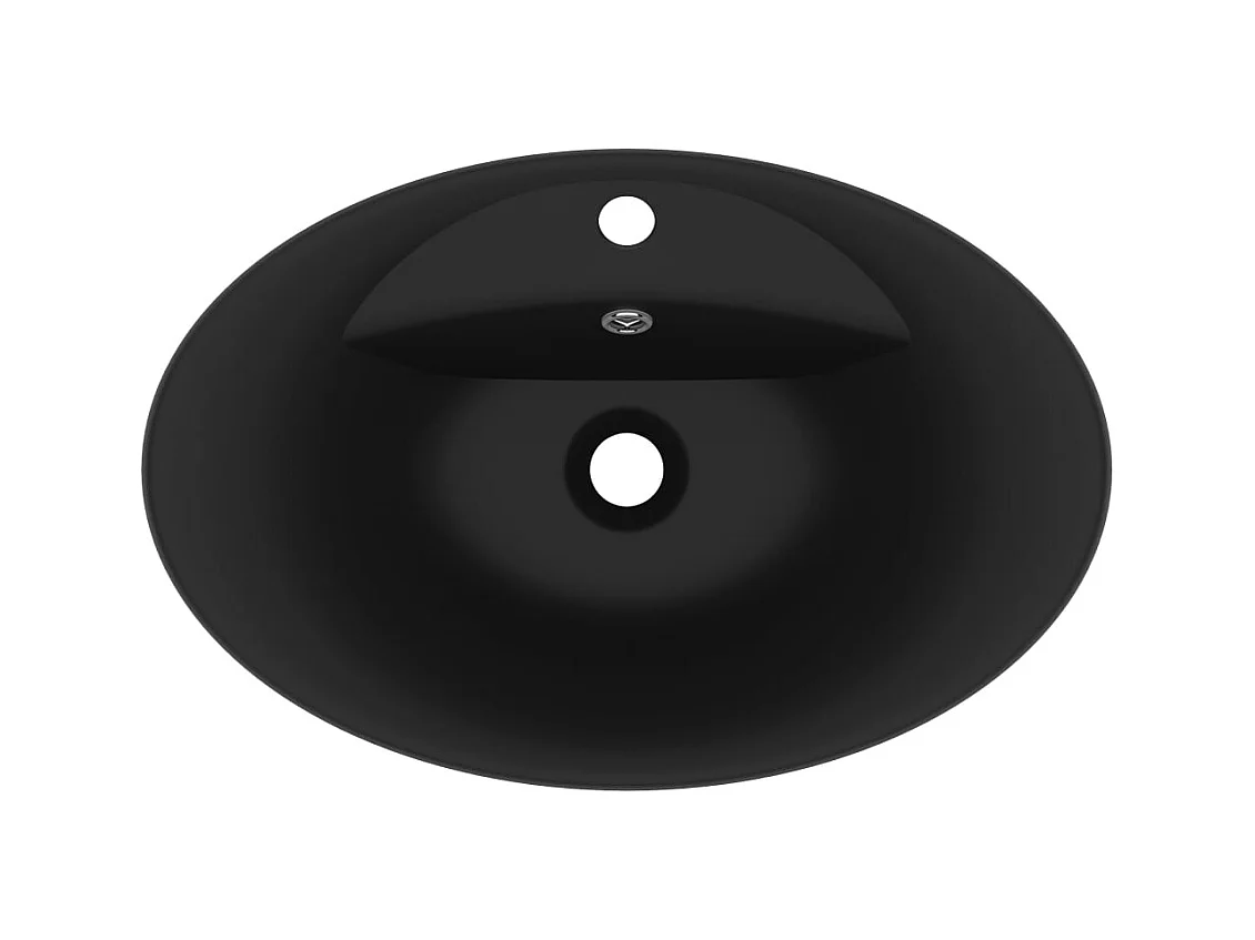 Lavabo ovale di lusso con troppopieno Nero opaco 58,5x39 cm Ceramica