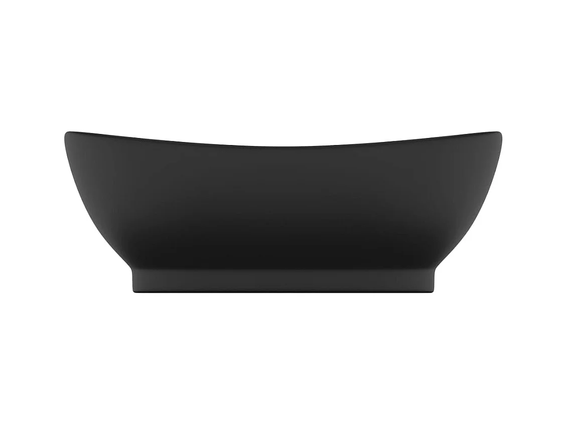 Lavabo ovalado de lujo con rebosadero Negro mate 58,5x39 cm Cerámica
