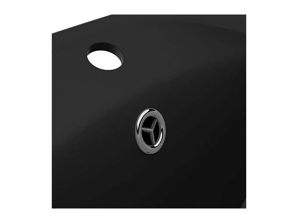Lavabo ovalado de lujo con rebosadero Negro mate 58,5x39 cm Cerámica