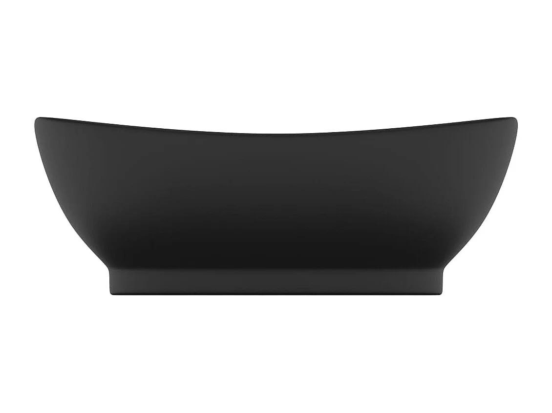 Lavabo ovalado de lujo con rebosadero Negro mate 58,5x39 cm Cerámica