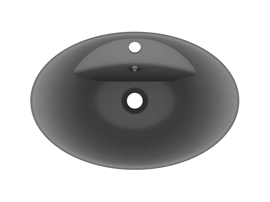 Lavabo ovalado con rebosadero Gris oscuro mate 58,5x39 cm Cerámica