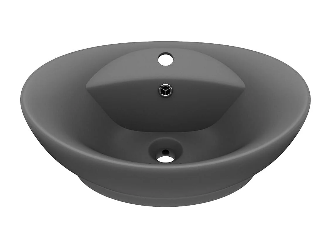 Lavabo ovalado con rebosadero Gris oscuro mate 58,5x39 cm Cerámica