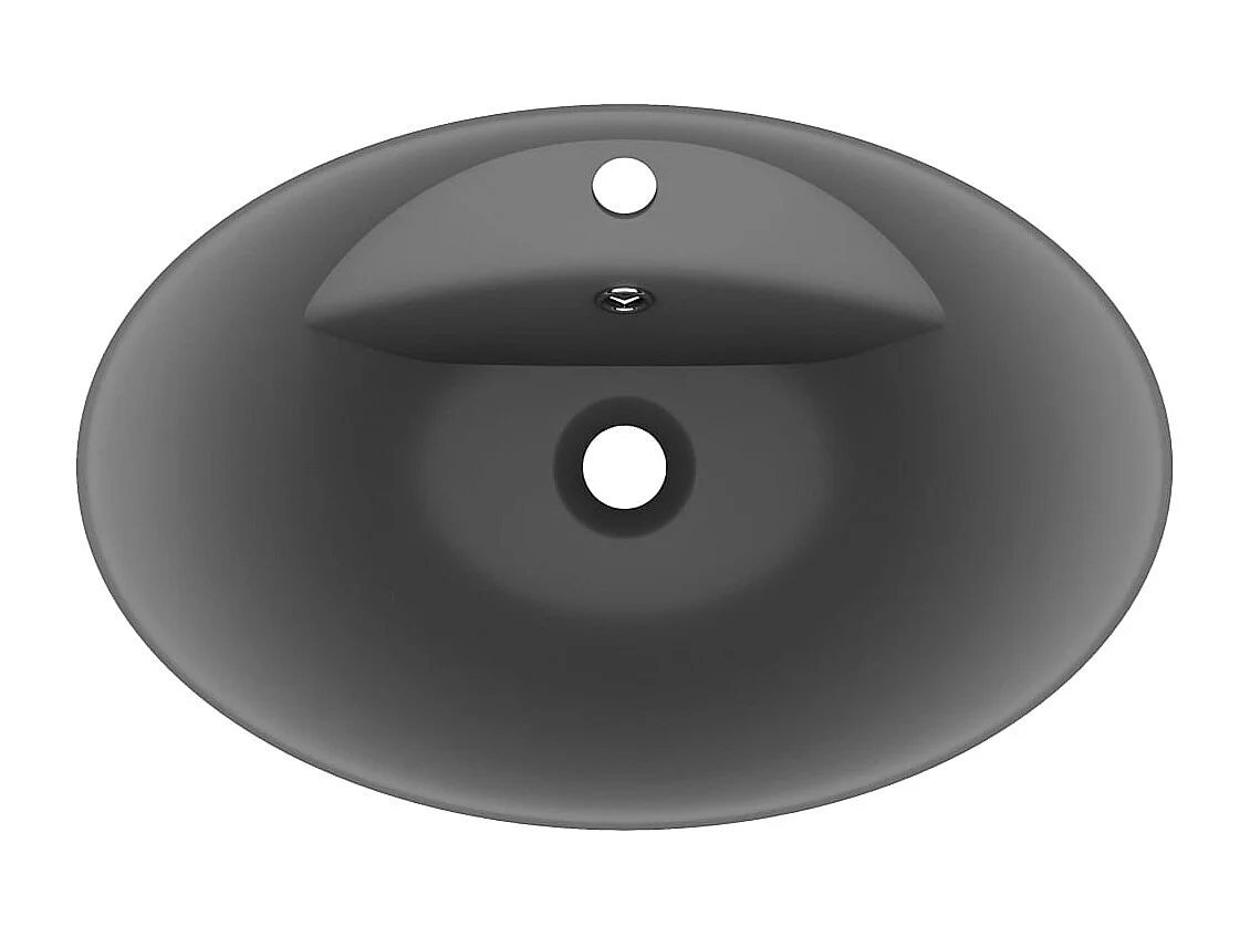 Lavabo ovalado con rebosadero Gris oscuro mate 58,5x39 cm Cerámica