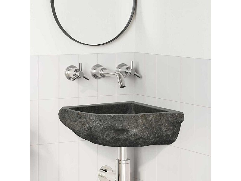 Bassin d'angle suspendu au mur Gris (30-37) x (30-37) x 12 cm