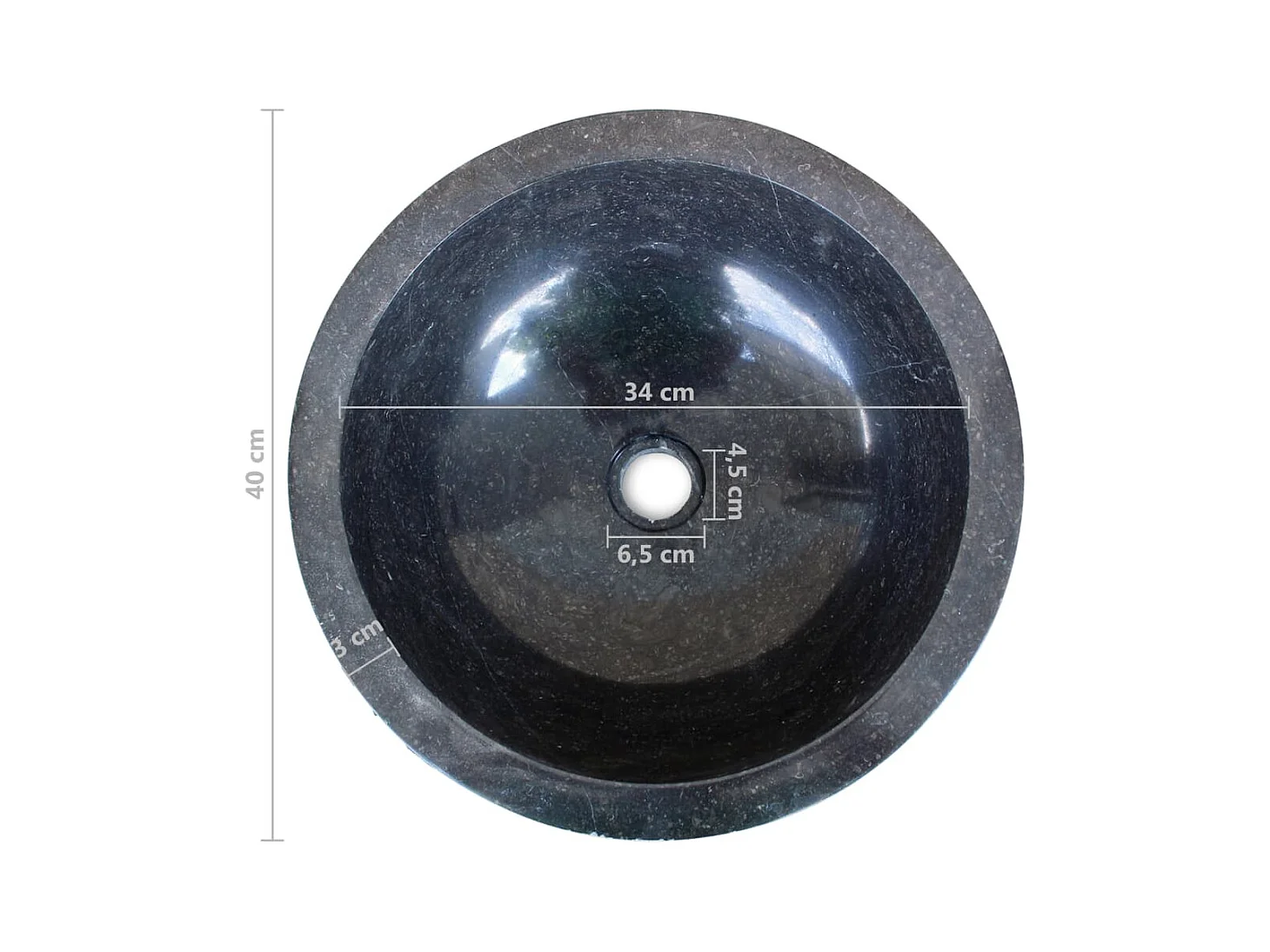 Lavabo de mármol negro de 40 cm