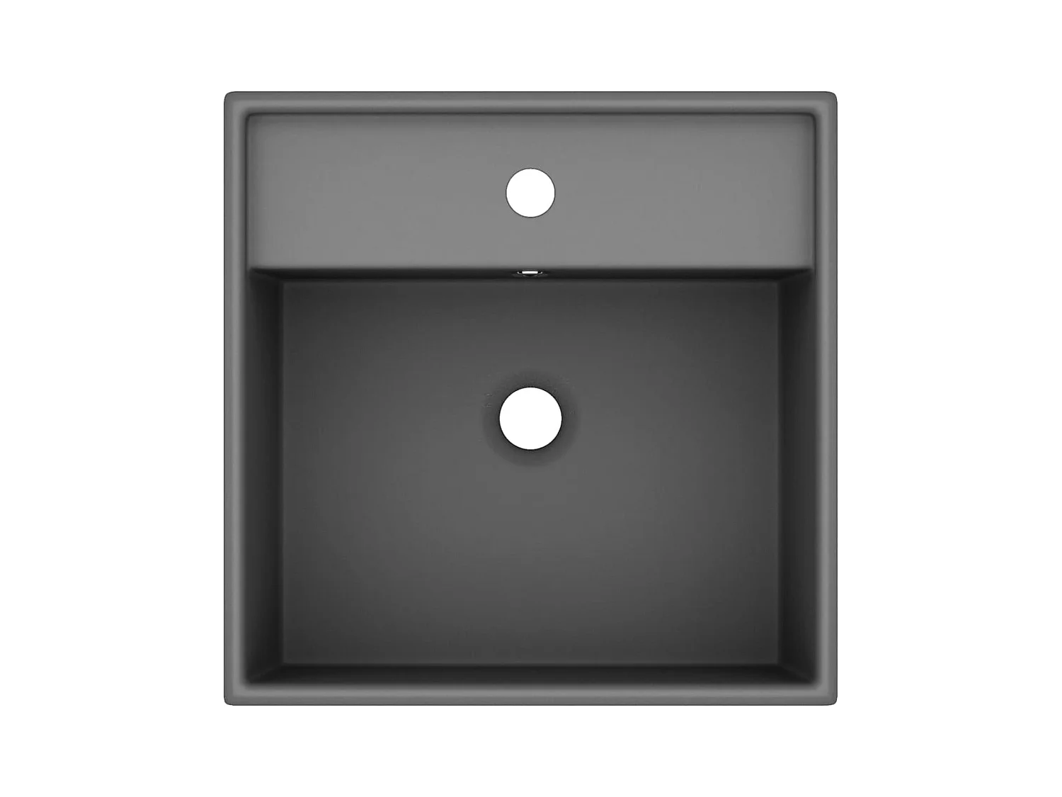 Lavabo cuadrado con rebosadero Gris oscuro mate 41x41 cm Cerámica
