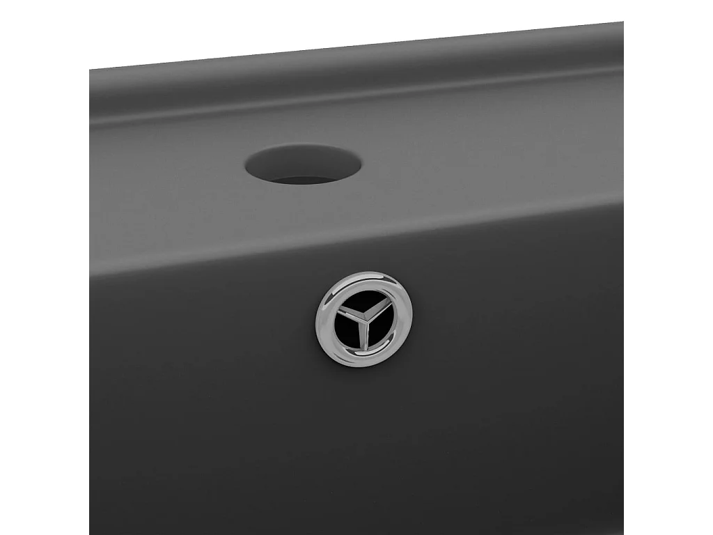 Lavabo cuadrado con rebosadero Gris oscuro mate 41x41 cm Cerámica