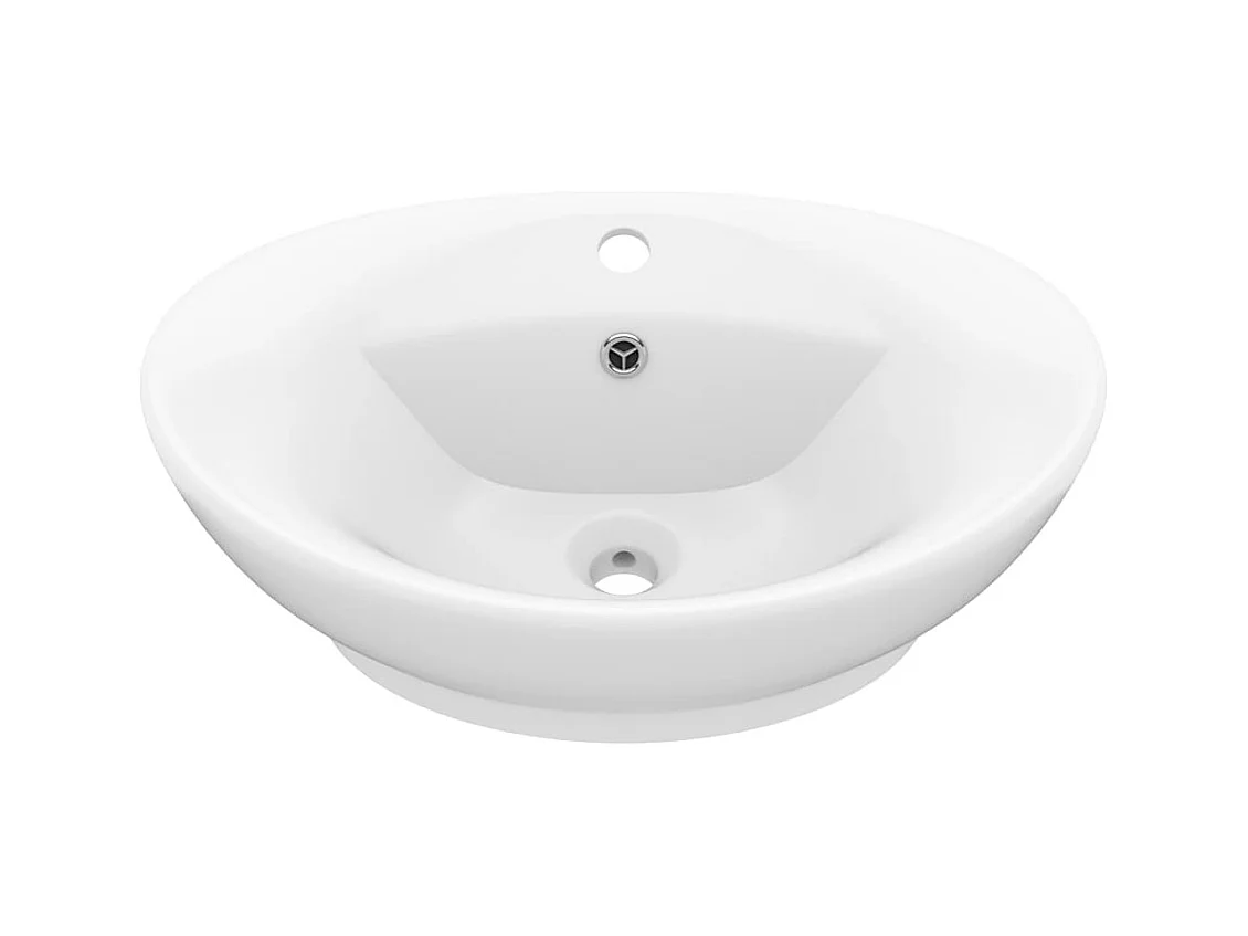 Luxe ovale wastafel met overloop Mat wit 58,5x39cm Keramiek