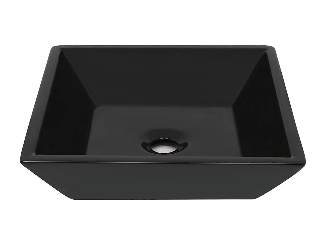 Lavabo cuadrado de cerámica negro 41,5 x 41,5 x 12 cm