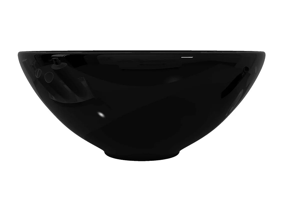 Lavabo redondo de cerámica negra para baño.