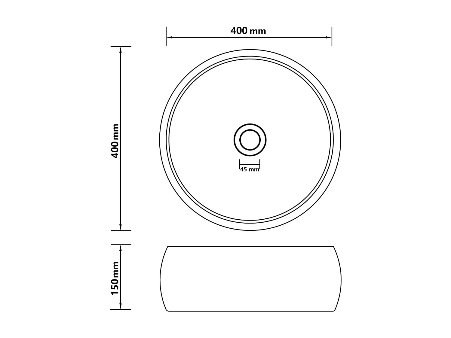 Lavabo redondo de lujo Gris oscuro mate 40x15 cm Cerámica