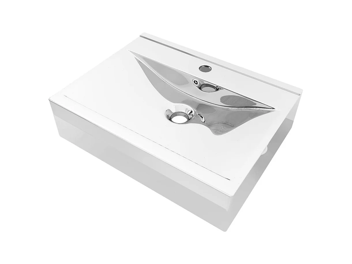 Wastafel met overloop 60x46x16 cm Keramiek Zilver