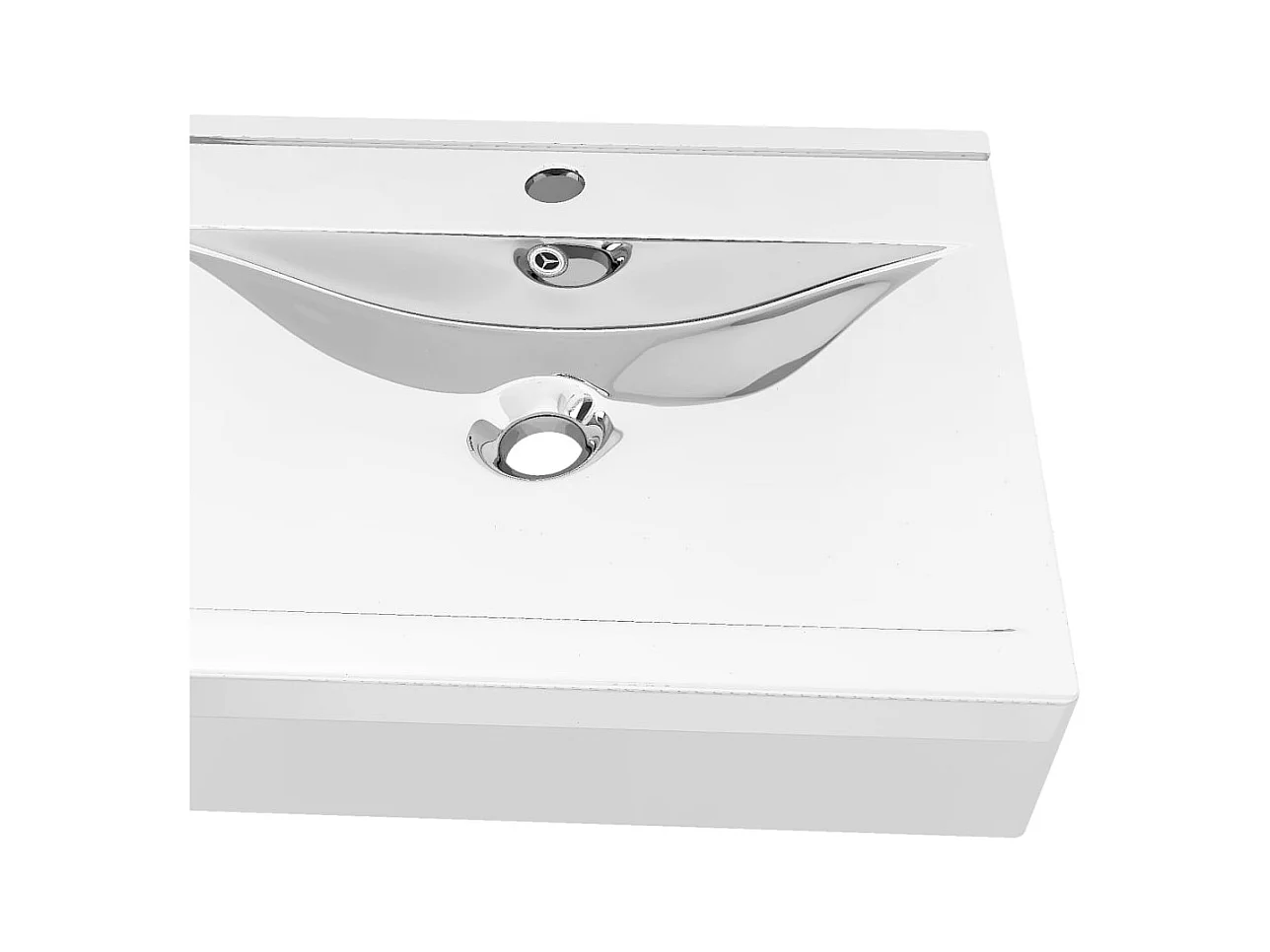 Wastafel met overloop 60x46x16 cm Keramiek Zilver