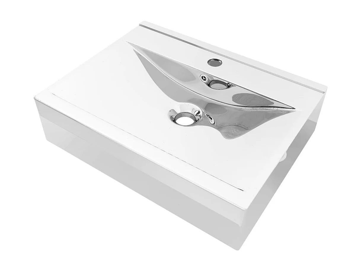 Lavabo con rebosadero 60x46x16 cm Cerámica Plata