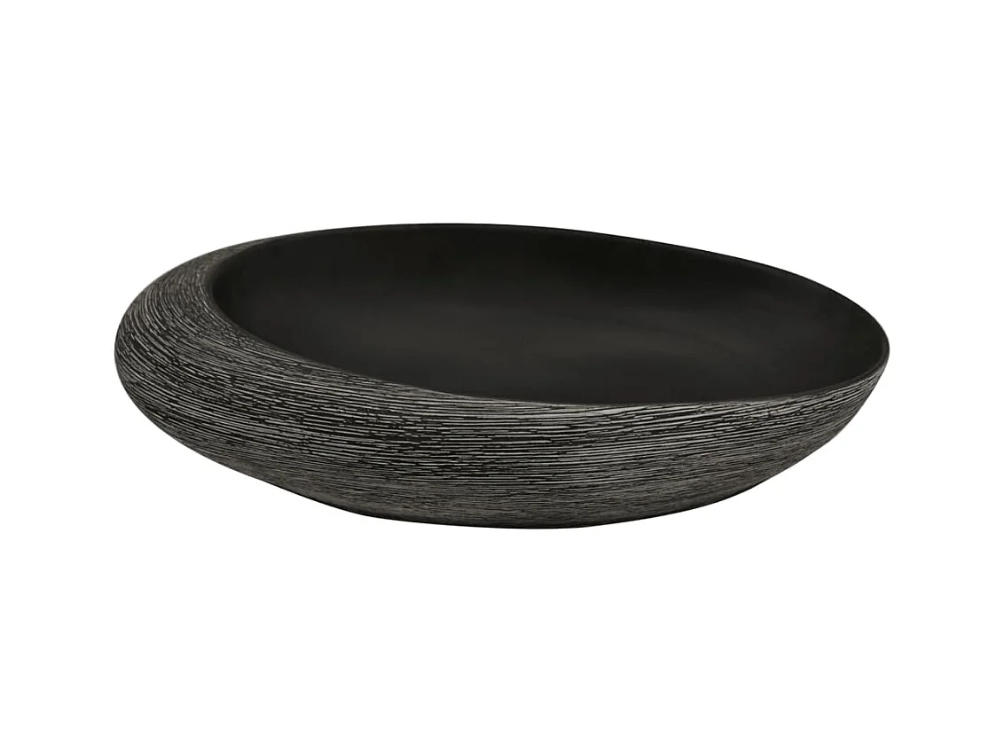 Lavabo sobre encimera ovalado gris y negro 59x40x14 cm de cerámica